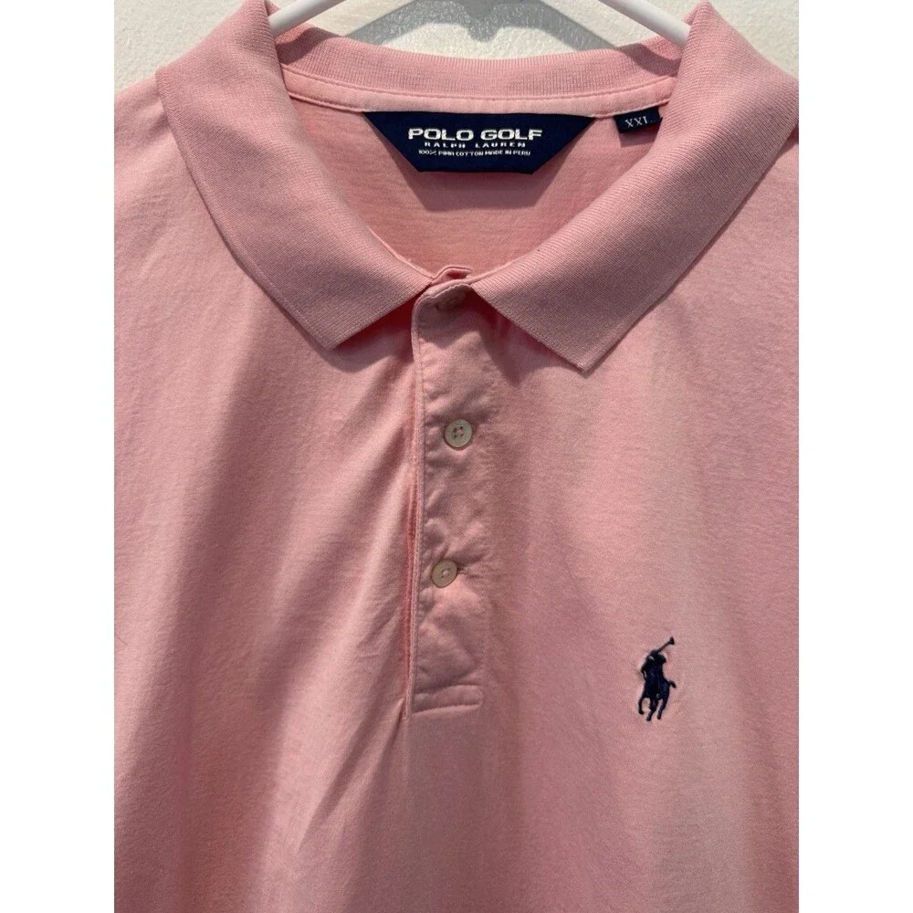 Polo Golf Ralph Lauren Men XXL Pink Short Sleeve Polo Shirt 100% Pima Cotton
